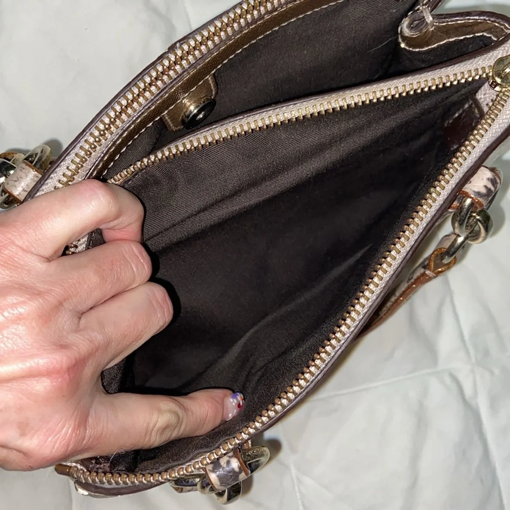 Coach Mini Christie metallic with snake embossed satchel strap carry all